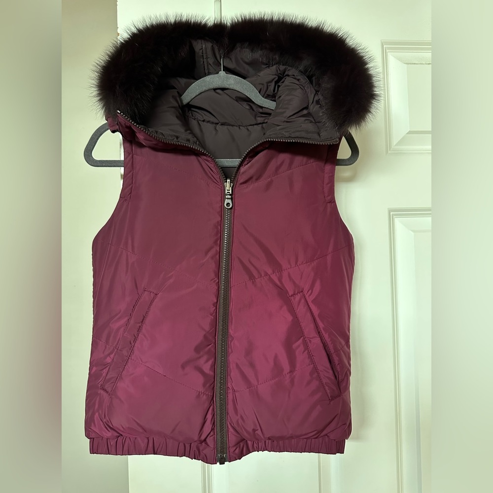 DKNY Wine/ Currant Reversible Puffer Vest NWOT